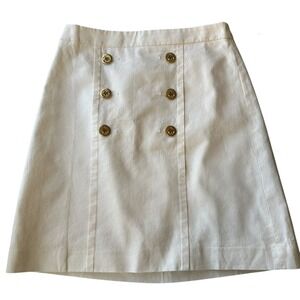 J. Crew Mini Skirt Sailor Cream A-Line Nautical Style Size 2 NWOT Linen Blend